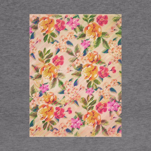 Golden Flitch (Digital Vintage Retro / Glitched Pastel Flowers - Floral design pattern) by badbugs